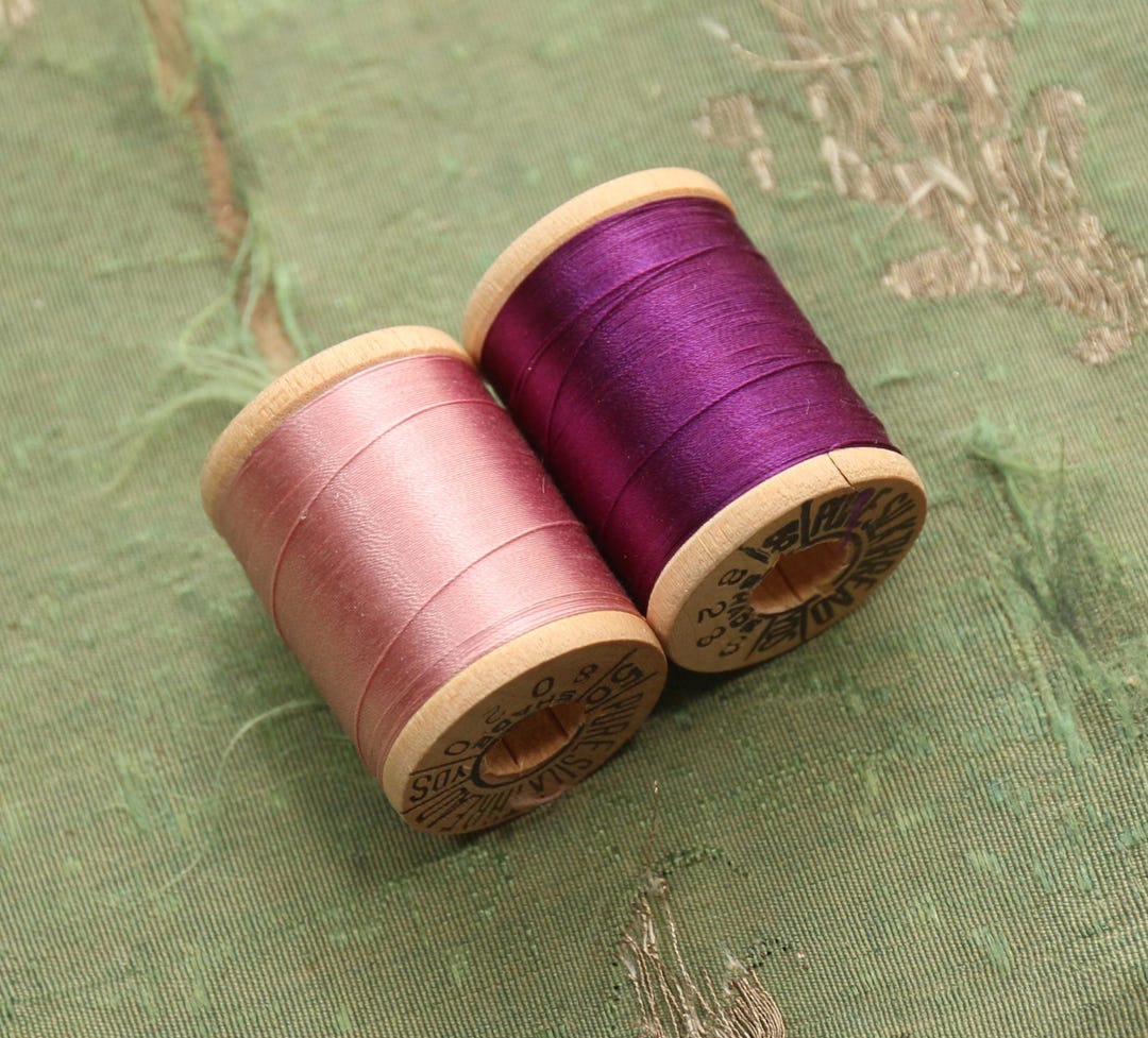 Vintage Lot 2 Pure Silk Thread Spools Pink Violet Purple Fly Tying ...