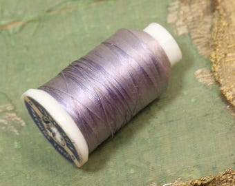 Large spool pure silk thread 5157 size B bead cord jewelry sewing projects  silver violet utica thread