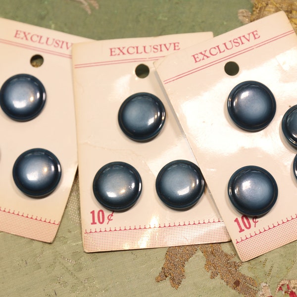 1960s vintage button card plastic lot dark blue gray shades set buttons 7/8" dolls dress 1940 sweater set swagger coat hand knitted