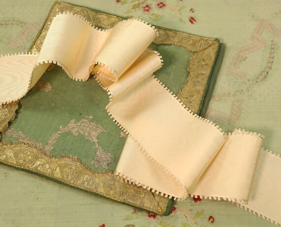 1 yard Antique picot silk moire ribbon millinery trim lush | Etsy