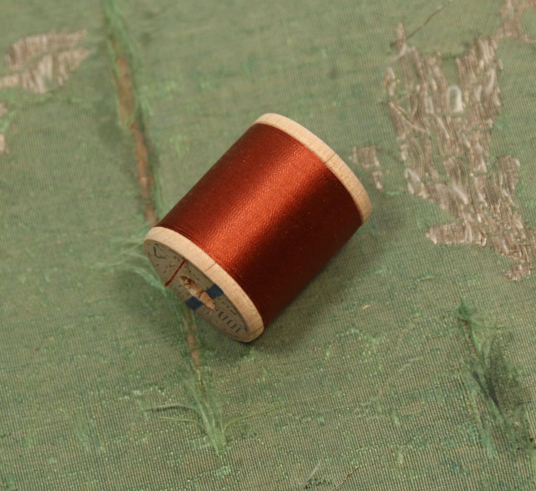 Vintage Pure Silk Thread 4460 Henna Red Brown Unused Spool Wooden New ...