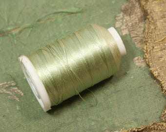 Large spool pure silk thread 5008 size B bead cord jewelry sewing projects mint green celadon utica thread