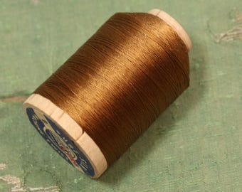 1 Large spool pure silk thread 515 size B bead cord jewelry sewing projects  light golden brown shade 520 yards Utica