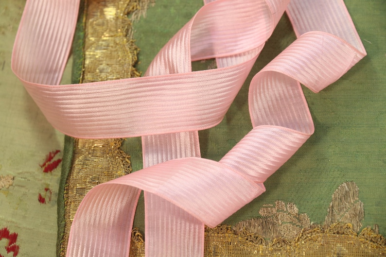 Vintage Pink Moire Ribbon Rayon Nice Quality French