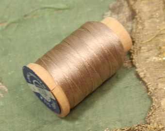 1 Large spool pure silk thread 140 yards 489 soft ecru tan size F bead cord jewelry sewing projects coral red pink utica