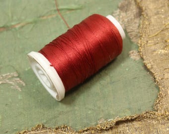 Large spool pure silk thread 6010 size B bead cord jewelry sewing projects  warm brick red utica thread