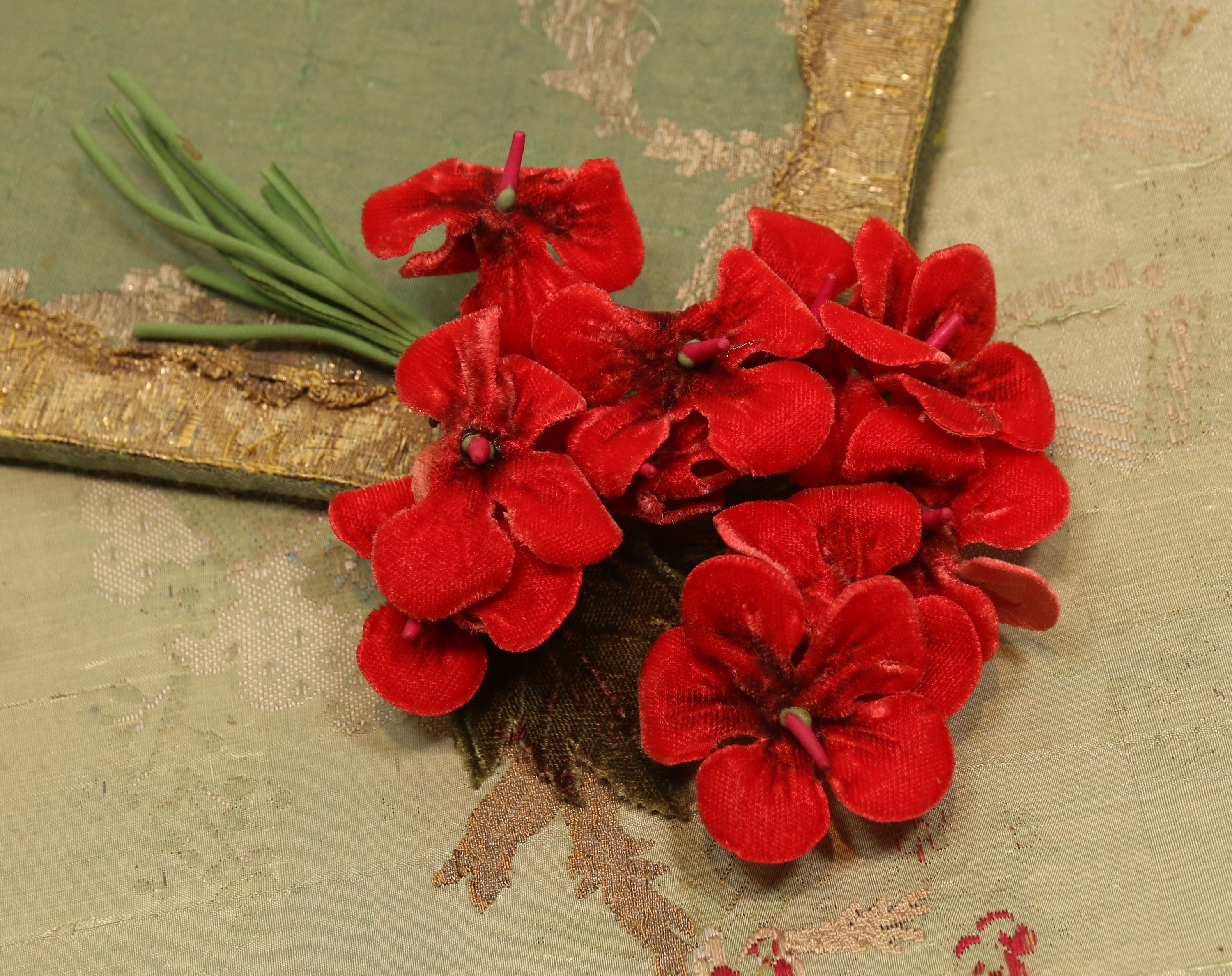 Lovely Corsage Vintage Millinery Flower Velvet Deep Red