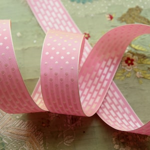 vintage 1 yard rayon woven dot ribbon trim cool pink millinery hat trim flapper cloche