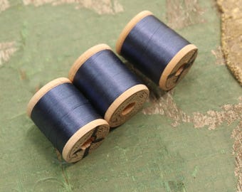 Vintage lot 3 pure silk thread spools 6750 steel gray blue fly tying doll belding sewing tying doll rod winding flapper millinery corticelli