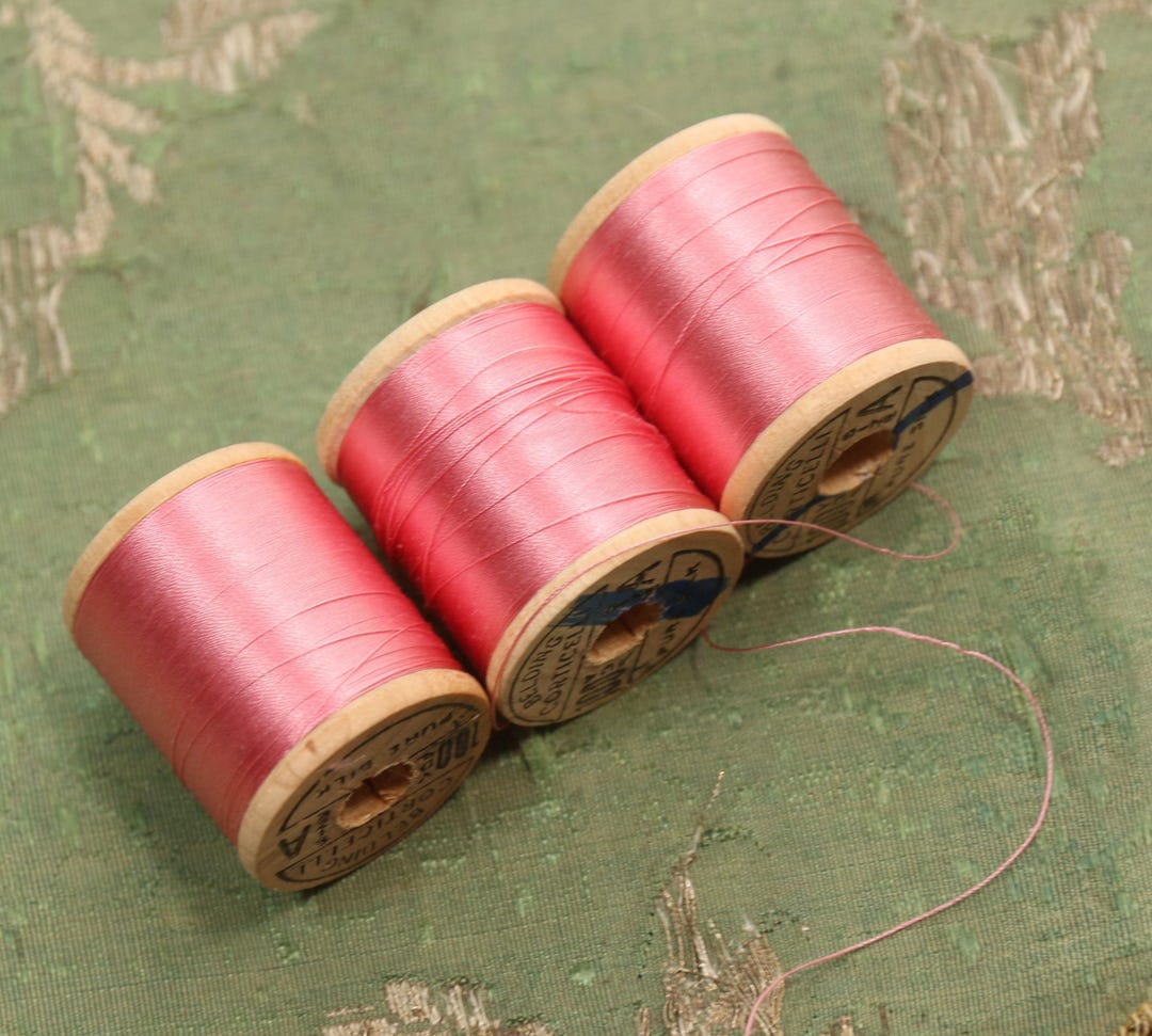 Vintage Lot 3 Pure Silk Thread Spools 2066 Pink Fly Tying Dolls Belding ...