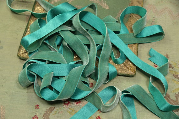 150 Yards Lot 1//4/" Vintage Velvet Ribbon Fabric 5 Color Made in France