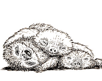 Pile of sleeping sloths  - Pen Drawing Inktober 2018  (Print)