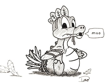 Larry the alligator trying to pass for a chicken  - Pen Drawing Inktober 2018  (Print)