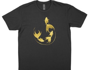 Goldfish Sumi-e Style in Gold T-shirt (non-metallic) - Mens / Unisex