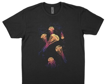 Jellyfish Sumi-e Style Multicolored T-shirt - Mens / Unisex