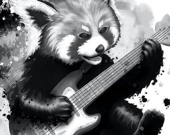 Red Panda Guitar - Art Print