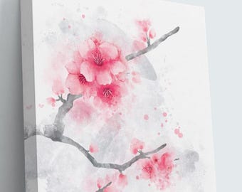 Cherry Blossoms watercolor painting (Canvas Print)