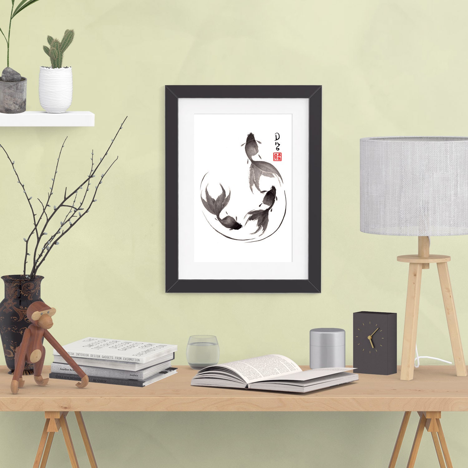 Goldfish Sumie Watercolor Painting Follow the Leader Etsy