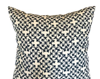 18 x 18 pillow Cover | Blue & Creamy White