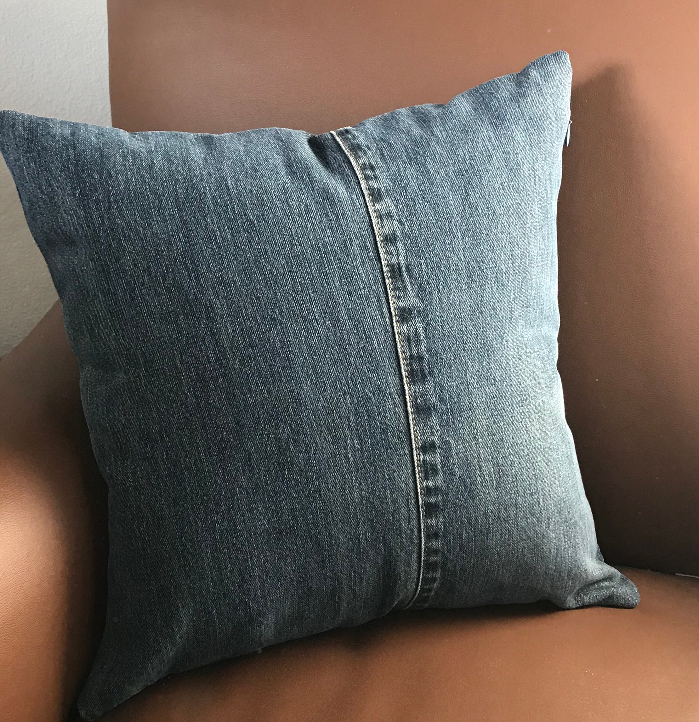 Denim Pillow Cover 16x16 Upcycled Denim with Etsy