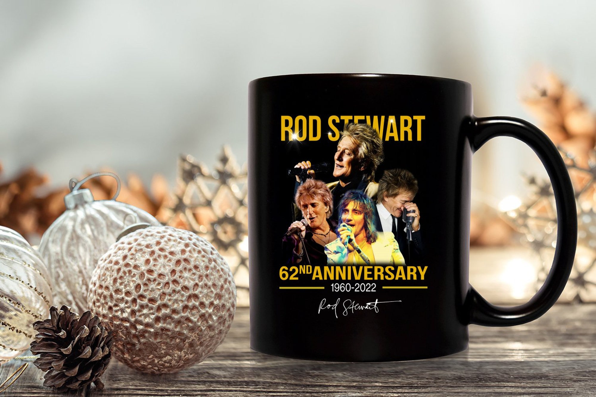 Rod Stewart 62nd Anniversary 1960 2022 mug, Rod Stewart Signature mug