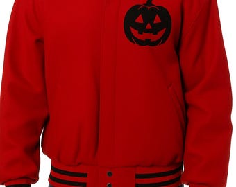 Handmade Halloween letterman men’s red varsity jacket-baseball bomber jacket for men’s