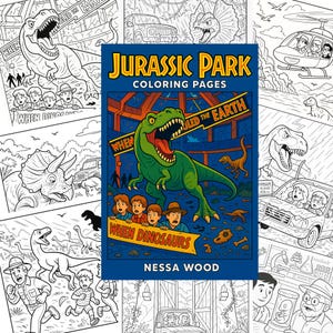 Jurrasic Park | 10 Printable Coloring Pages by Nessa Wood | Movie Theme for Adults & Kids | Instant Download