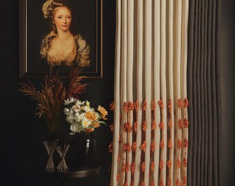 Tende con nappe realizzate artigianalmente – Tende in lino rustico boho – Rivestimenti per finestre naturali
