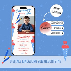 Convite para matrícula escolar para menino – digital, convite para iniciante na escola, cartão de convite para início da escola, cartão de matrícula escolar personalizado, cartão eletrônico