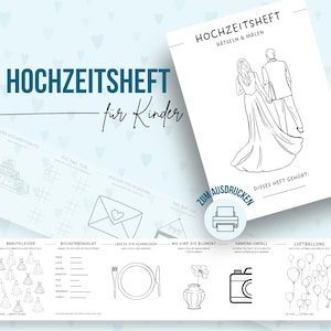 Kleurboek voor kinderen over trouwen | PDF Download 20 pagina&#39;s | Spelletjes, puzzels, kleurplaten | Activiteiten op bruiloften | voor het afdrukken