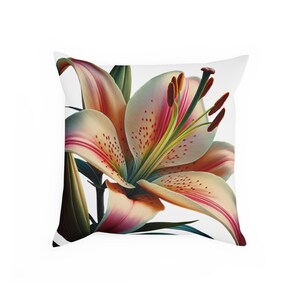 2 in 1 Elegant Floral Cushion with Lily Design, Beautiful Throw Pillow for Home Decor, Gifts for Flower Lovers, Stylish Cushion for Couch,