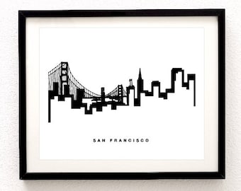 San Francisco Skyline Print - Cityscape Print - San Francisco Wall Art - San Francisco Skyline Print - Modern Decor - Aldari Art