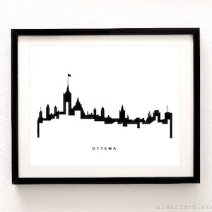 Ottawa Skyline - Cityscape Print - Ottawa  Wall Art - Ottawa Print - Ottawa City Print - Modern Black and White Wall Art - Aldari Art