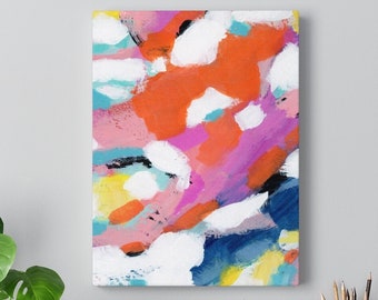 Abstract Painting Canvas Art Print - Orange Wall Art, Bright Colors, Contemporary Wall Art - ships from USA
