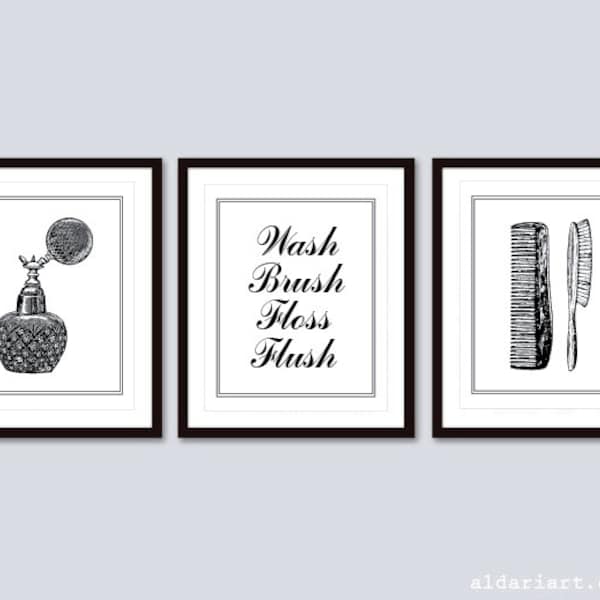 Black and White Bathroom Art Etsy