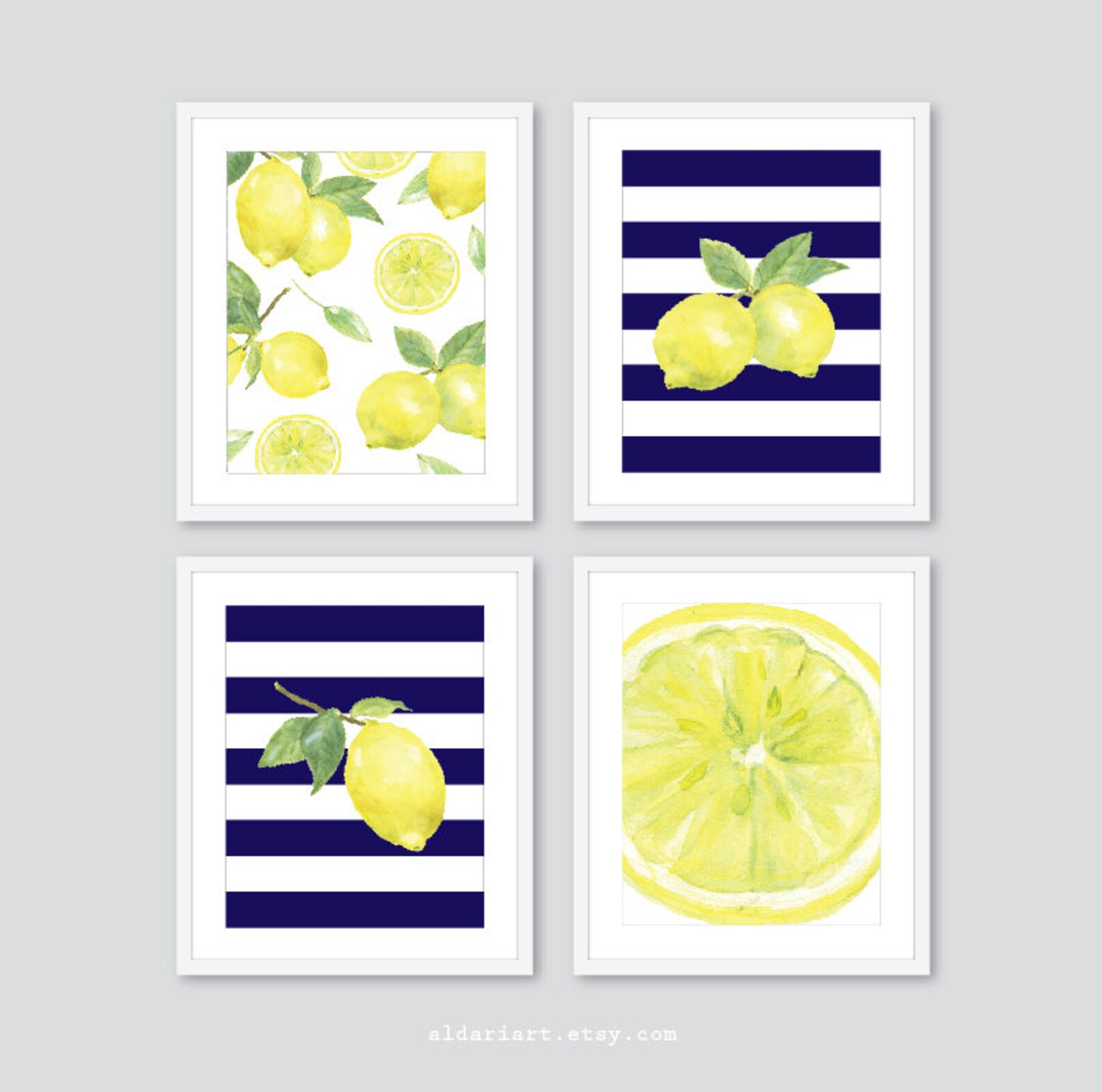 Lemon Prints Fruit Wall Decor Lemon Kitchen Wall Art Lemon Etsy
