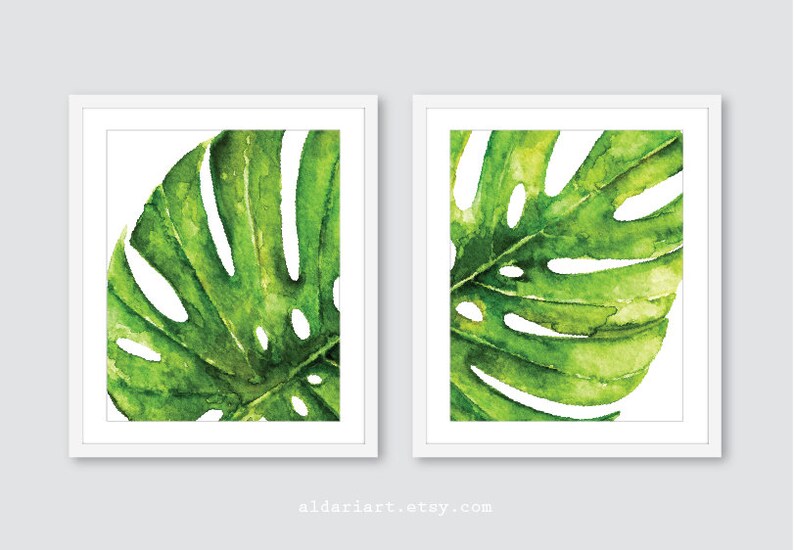 Monstera Leaf Wall Art Print Tropical Leaf Wall Art Etsy Canada
