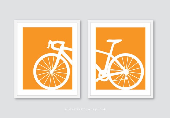Bicycle art prints bicycle wall art bicycle wall decor set | Etsy