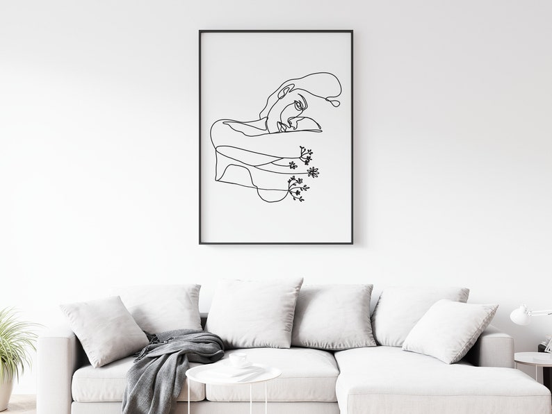 Minimal Face Line Drawing Black and white Abstract Woman Line Drawing Female wall art Abstract line art Modern Wall Art