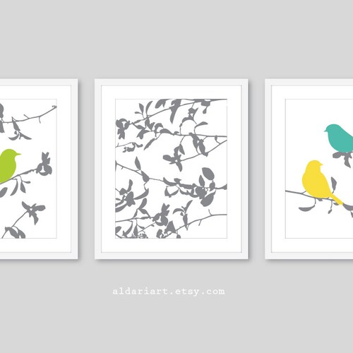 Bird Art Prints Bird Wall Decor Set of 2 Modern Birds on Etsy