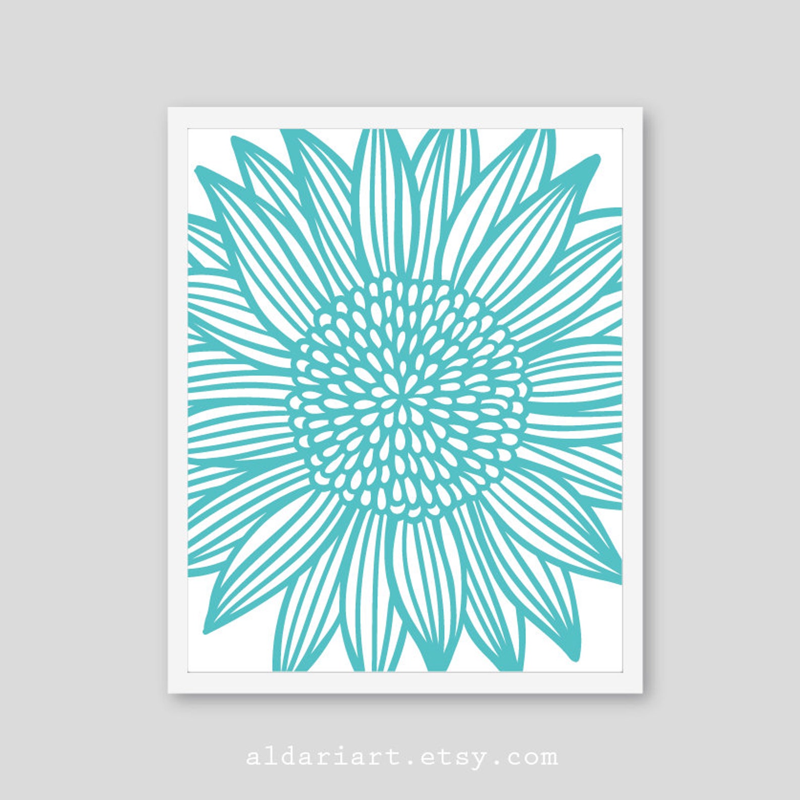 Sunflower Art Print Flower Wall Decor Black and White Etsy