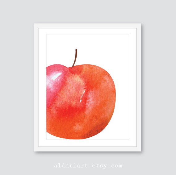 Apple Art Print Fruit Wall Decor Kitchen Wall Art Red Apple Etsy