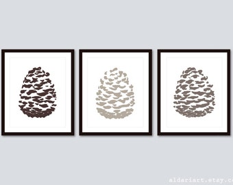 Pino cono arte impresiones / pino cono pared arte / pino cono impresiones / cono de pino cartel / pino cono bosque decoración / aldari arte
