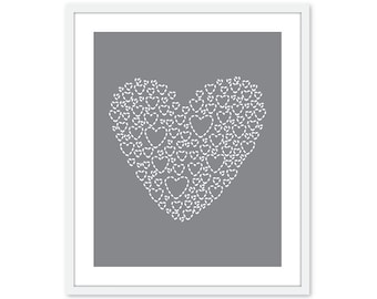Heart Art Print, Heart Wall Art, Nursery Wall Decor, Grey Heart Print, ELIGE TU COLOR