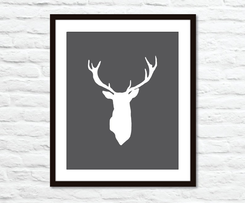 Deer Print Stag art Print deer antlers print Antlers wall art Woodland wall art Deer wall Art