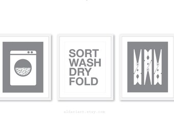 Laundry Room Art Prints - Set of 3 - Laundry Wall Art - Laundry Decor ...