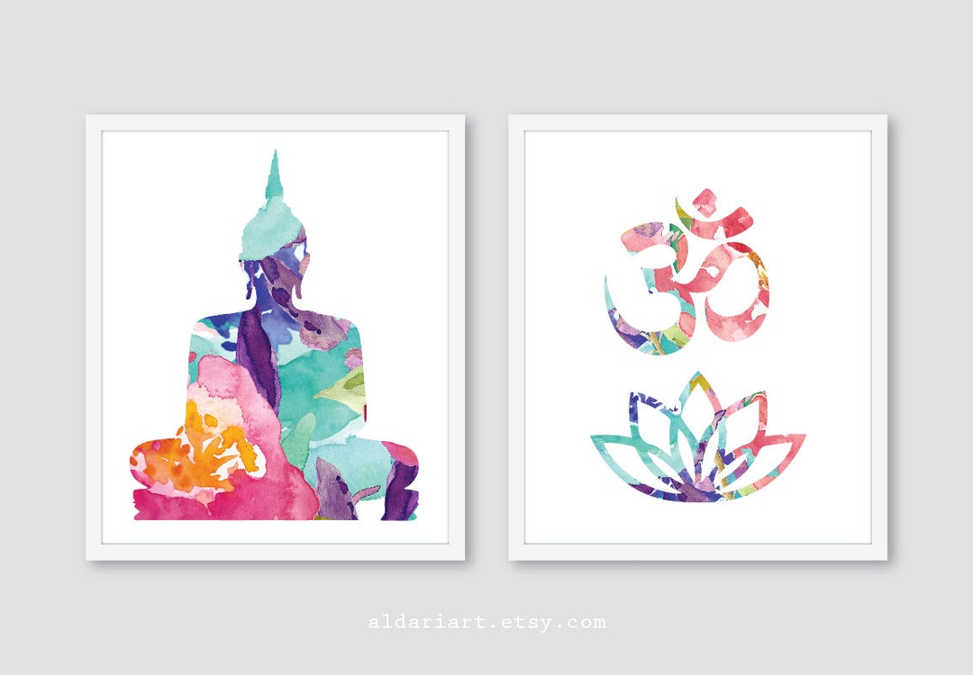 Buddha Art Print Set of 2 Yoga Wall Art Zen Wall Art - Etsy