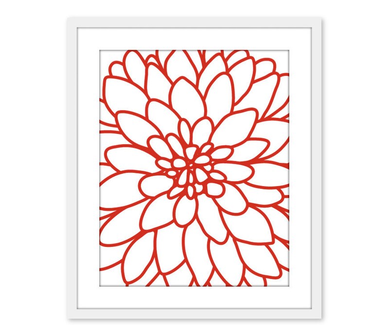 Dahlia Art Print - Dahlia Wall Art - Modern Flower Wall Decor - Fall ...