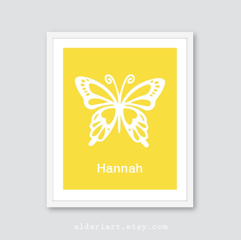 Butterfly Print Butterfly and Custom Name Nursery Print | Etsy