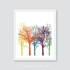 Trees Art Print, Tree Wall Art, Contemporary Tree Art, Minimalist Tree Print, Woodland Decor, Tree Poster, Winter Trees Art, Custom Colors